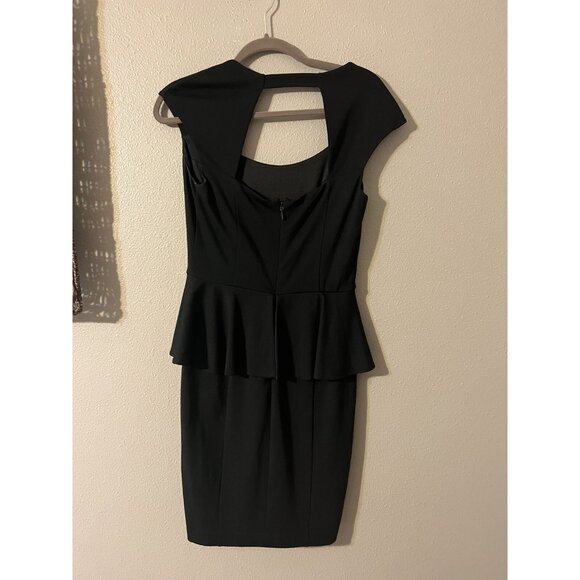 Bebe Black Stretch Peplum Stretch Dress M Medium Cutout Back - Picture 5 of 7
